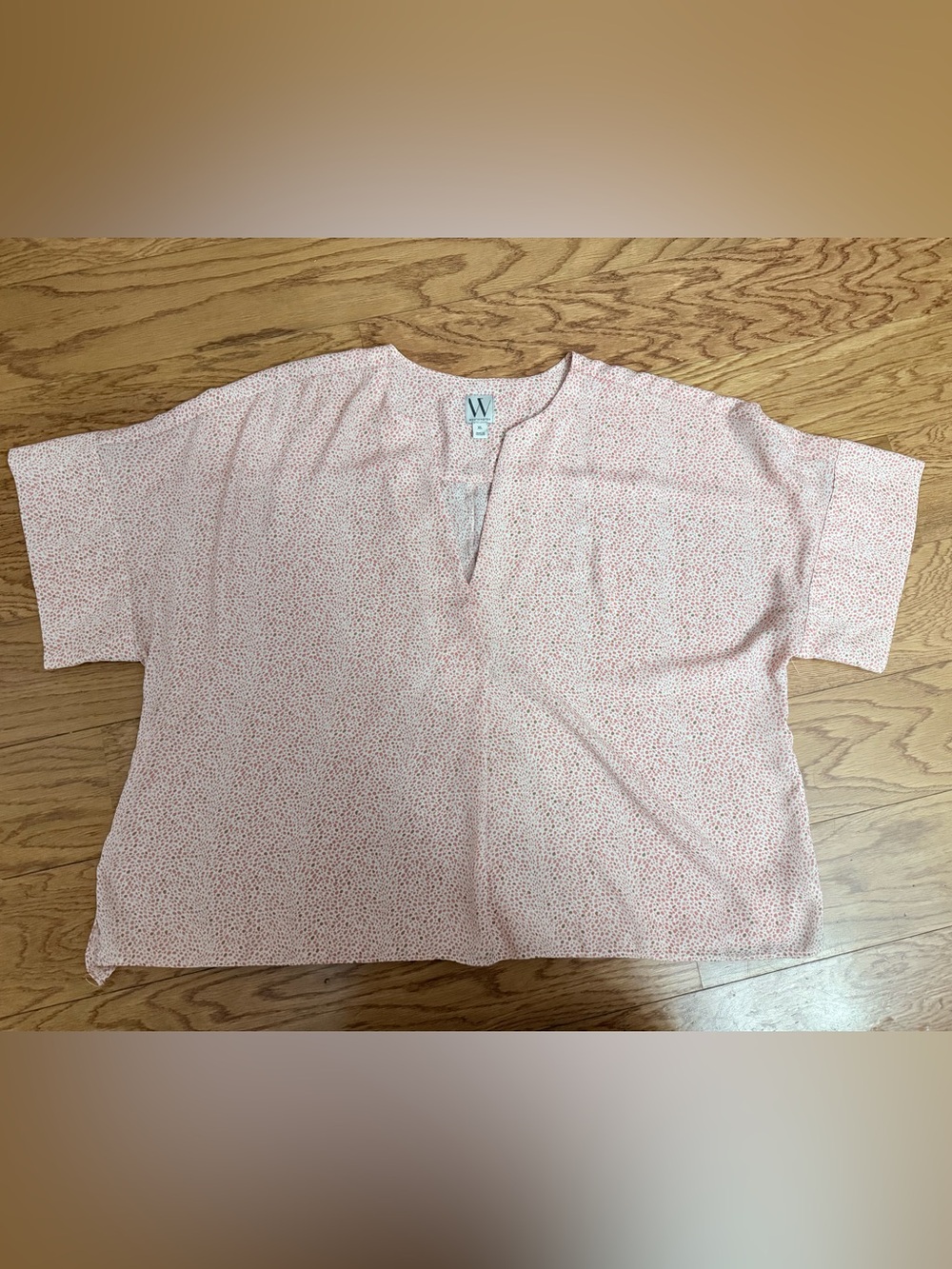 Worthington Light Pink Short Sleeve Printed Tunic Shirt